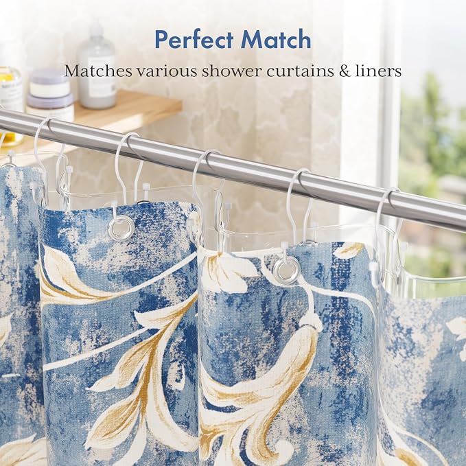 Bathway White Shower Curtain Hooks Shower Curtain Rings - Image 6