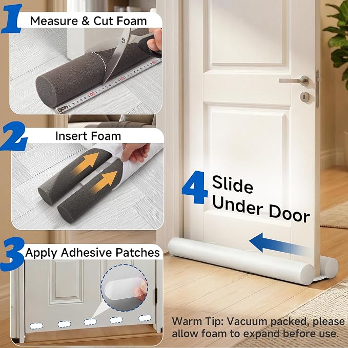 MAXTID White Door Draft Stopper Adjustable 32, 38 Inches, Double Sided | 34 - Image 5