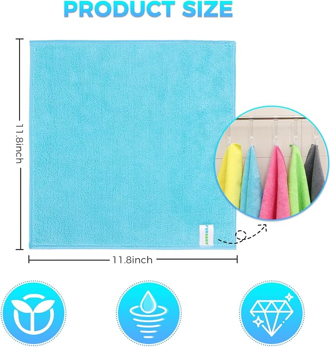 Forggon 15pcs Microfiber Cleaning Cloth Lint Free, Streak Free, Non-Abrasive - Image 3