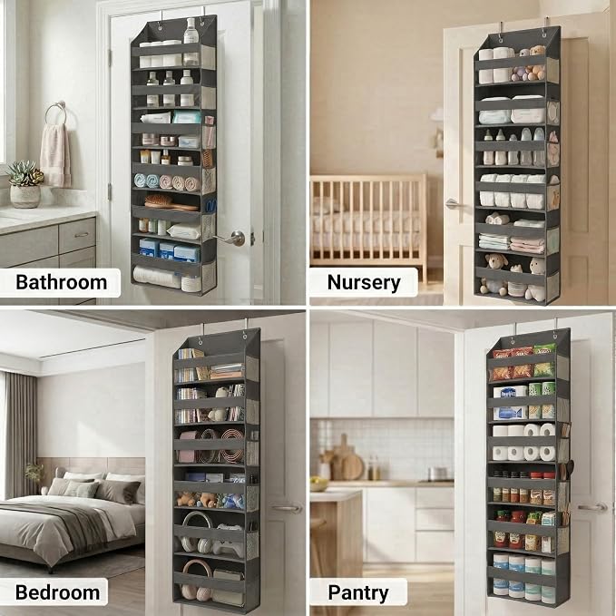 HOMELUX THEORY Over the Door Organizer, 100D Fabric, Dark Gray 1pc - Image 5