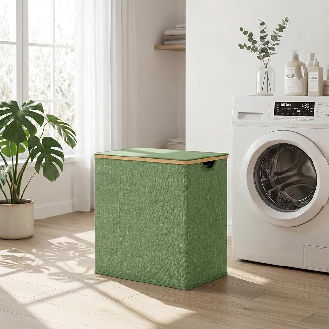 efluky Laundry Hamper with Lid, Double Laundry Basket with 2 Removable Bags - Image 8