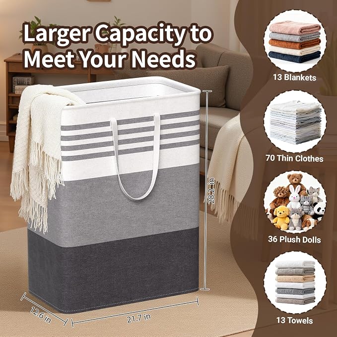 WOWBOX 2 Pack Laundry Baskets, Collapsible Dirty Clothes Laundry Hampers - Image 2