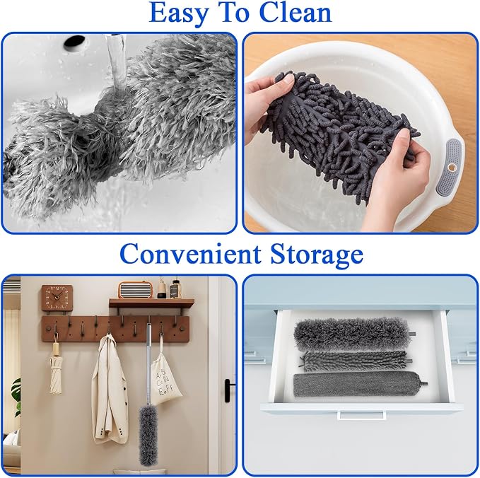 Dusters for Cleaning, Bendable Extendable Long Feather Duster for Cleaning Fan - Image 5