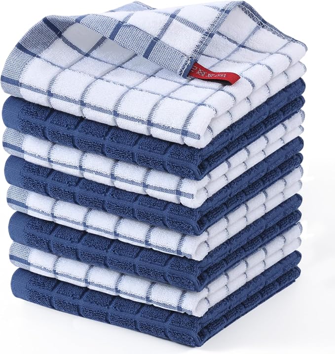Homaxy Premium Cotton Kitchen Dish Cloths 12"x 12", 8 Pack by Homaxy