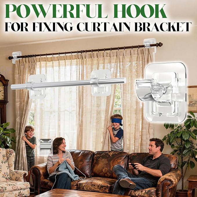 Detachable Adhesive Curtain Rod Holder-20LB, No Drill Curtain Rod Brackets | - Image 7