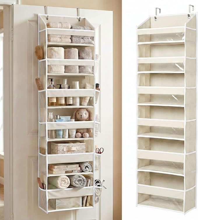 HOMELUX THEORY Over the Door Organizer, 100D Fabric, Ivory 1pc by HomeluxTheory