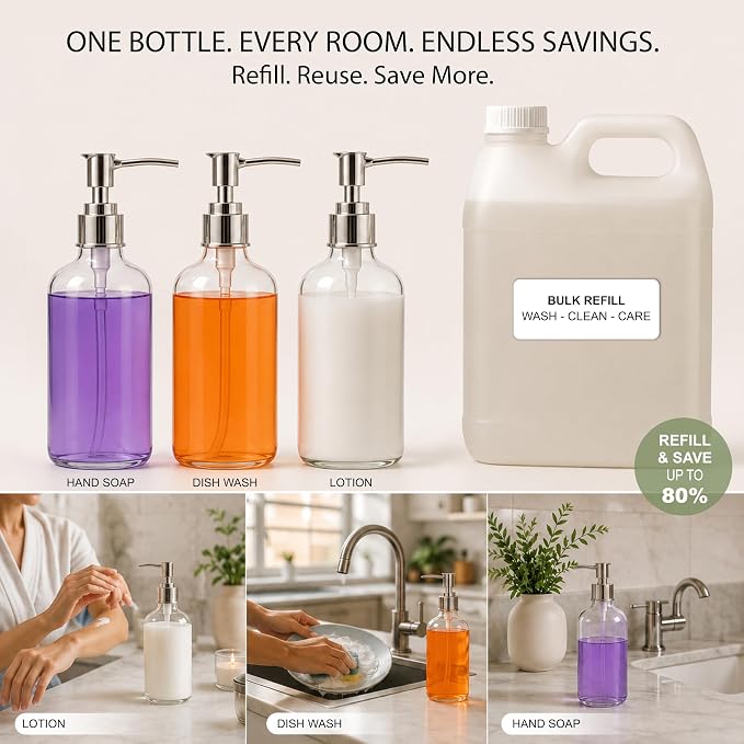 Refillable Clear Soap Dispenser Bottles - Image 3