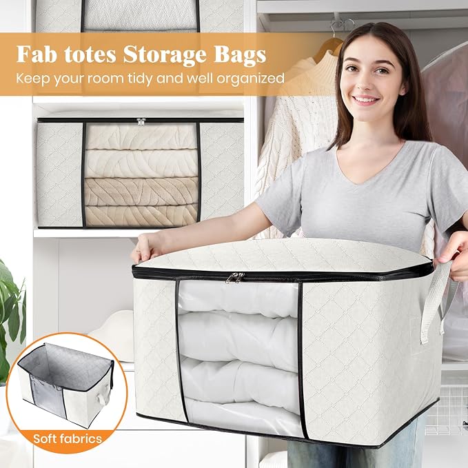 3 Pack Storage Bags for Clothes Blanket Storage Bins - Image 5