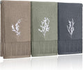 FuWeave 3 Pcs Boho Botanical Hand Towels Bathroom Kitchen Decor | Embroidered by FuWeave