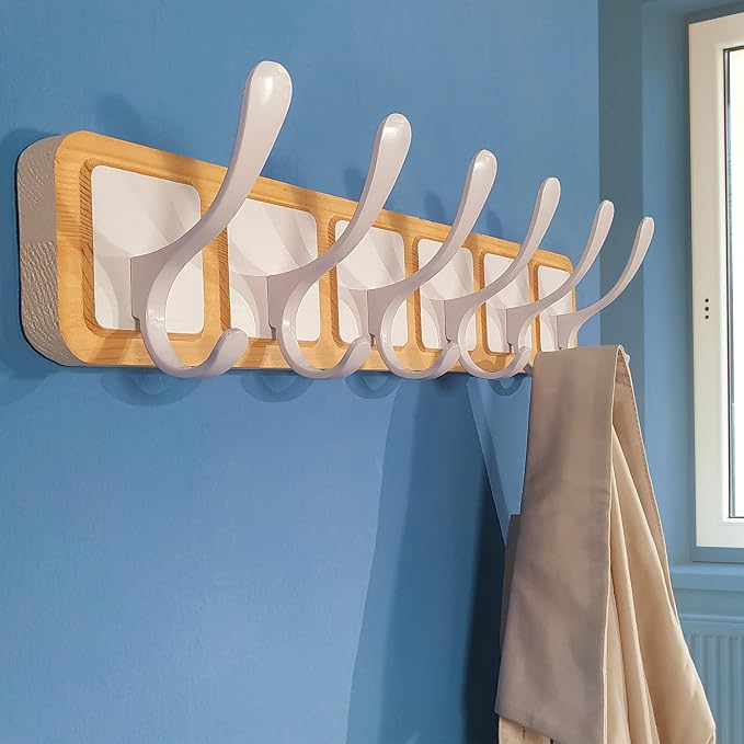 SKOLOO Scandi-Style Wooden Carved-Block Coat Hook & Hanger - Image 3