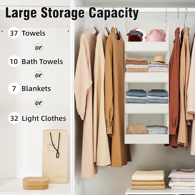 GRANNY SAYS 4-Shelf Hanging Closet Organizer, Foldable Storage, No-Sag Support - Image 4