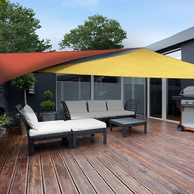 AsterOutdoor Sun Shade Sail Triangle 12' x 12' x 17' UV Block Canopy for Patio Backyard Lawn Garden Outdoor Activities, Terra