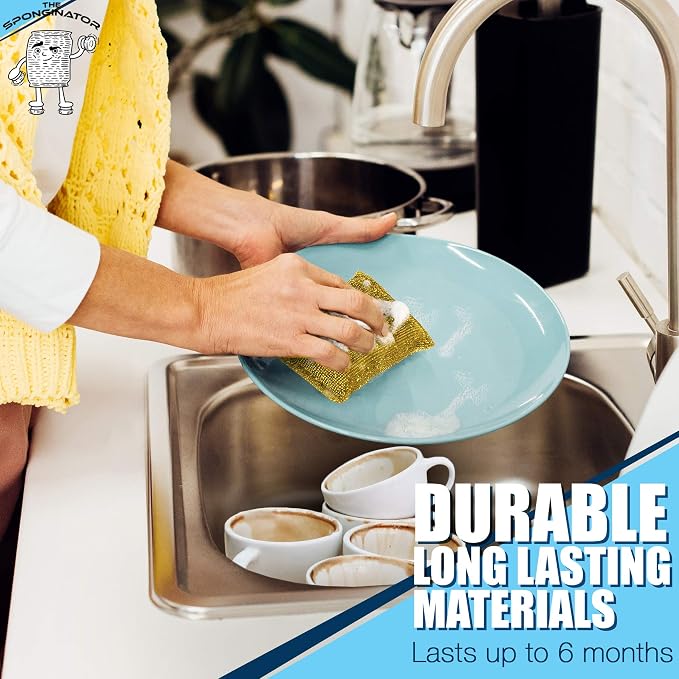 SPONGENATOR Kitchen Sponges for Dishes, Scouring Pads Non Scratch Scrubbers | - Image 4