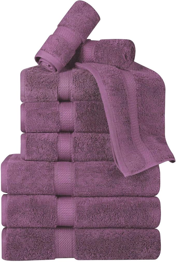 Superior Egyptian Cotton 800 GSM Plush & Absorbent, 9 Piece Set, Plum | Quick - Image 2