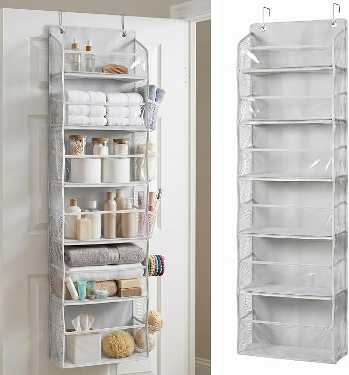 HOMELUX THEORY Over the Door Organizer, 100D Fabric Transparent 1pc by HomeluxTheory