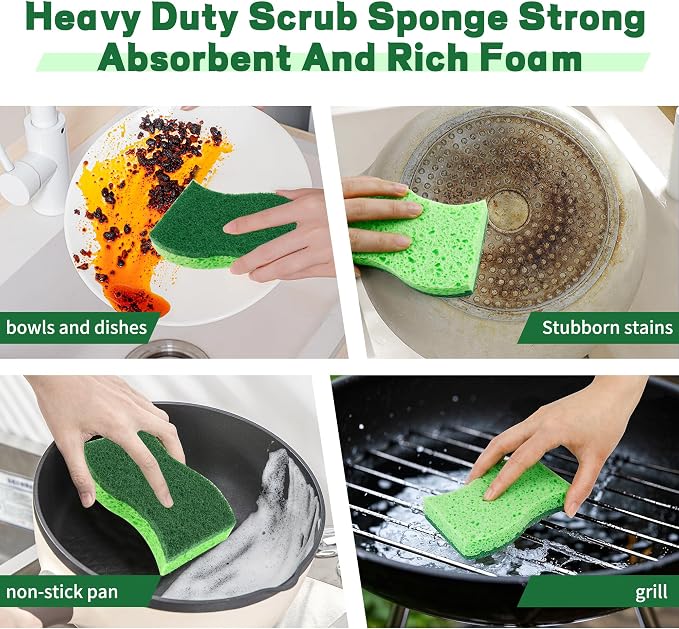 12 Count Heavy Duty Scrub Dish Sponges, Long Lasting, Dual Sided, - Image 6