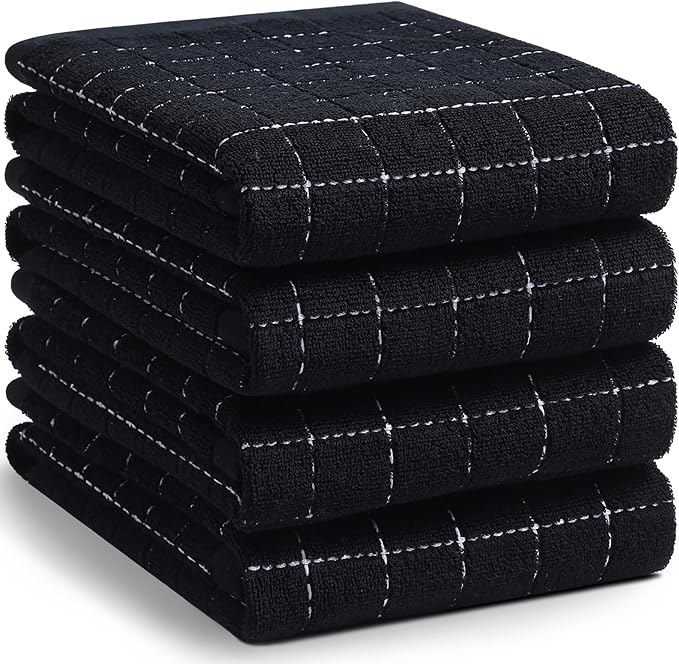 Homaxy 100% Cotton Terry Kitchen Towels, Large 4 Pack by Homaxy