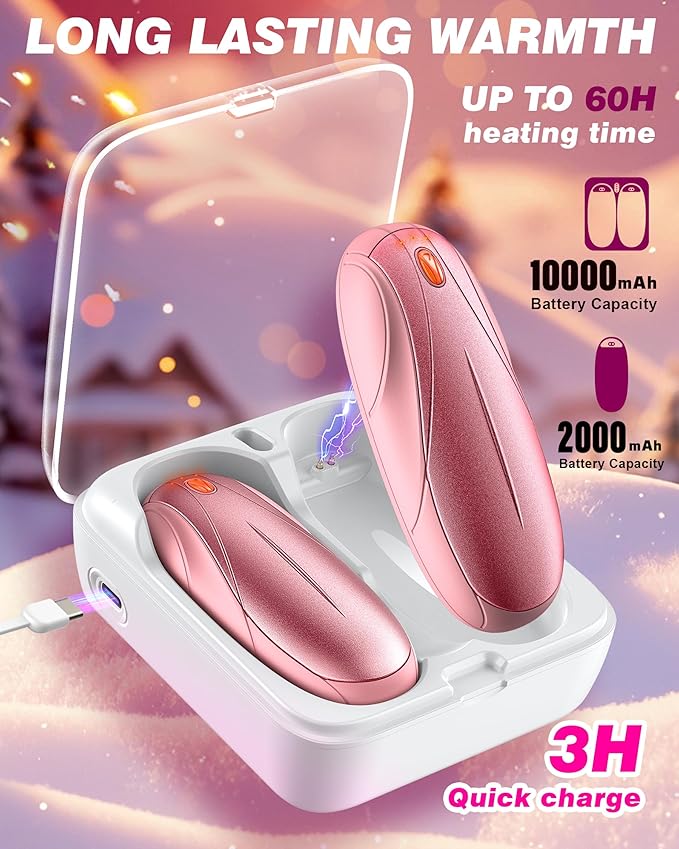 Hand Warmers Rechargeable 2Pack,14000mAh Electric Hand Warmers with Charging Case,Quick Charge Portable Heater,Gifts for Christmas,Winter,Outdoor,Camping,Hunting Accessories