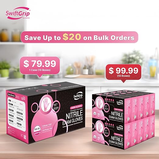 SwiftGrip Pink Disposable Gloves, Disposable, Latex-Free, Powder-Free, 1000-ct - Image 2