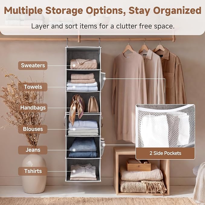 StorageWorks 6-Shelf Closet Organizers, Two 3-Shelf Separable Hanging Shelves - Image 8