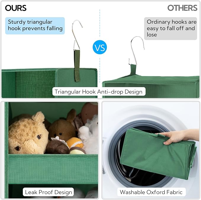 GRANNY SAYS 3-Shelf Hanging Closet Organizer, Foldable Storage, Dark Green | 33 - Image 5