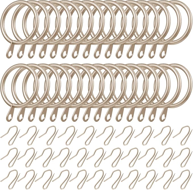 Hotop 60 Pcs 1.26 Inch Curtain Ring and 60 Pcs Pin Hook, Champagne Gold | Metal - Image 7