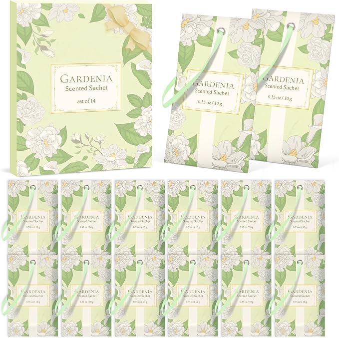SCENTORINI Scented Sachets for Drawer and Closet, Gardenia Scent 14 Pack - Image 8