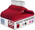 Zober Burgundy Velvet Hangers 50 Pack, Slim Non Slip Clothes Hangers | Slim by ZOBER