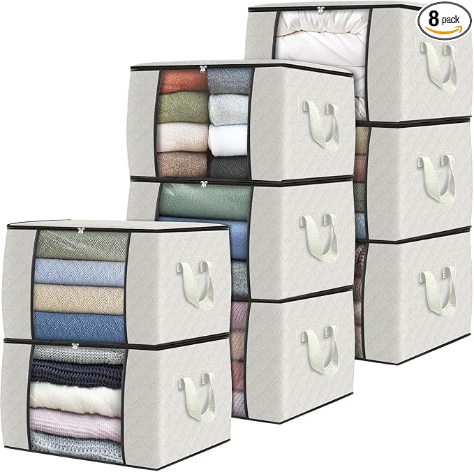 8 Pack Storage Bags for Clothes Blanket Storage Bins by Fabtotes