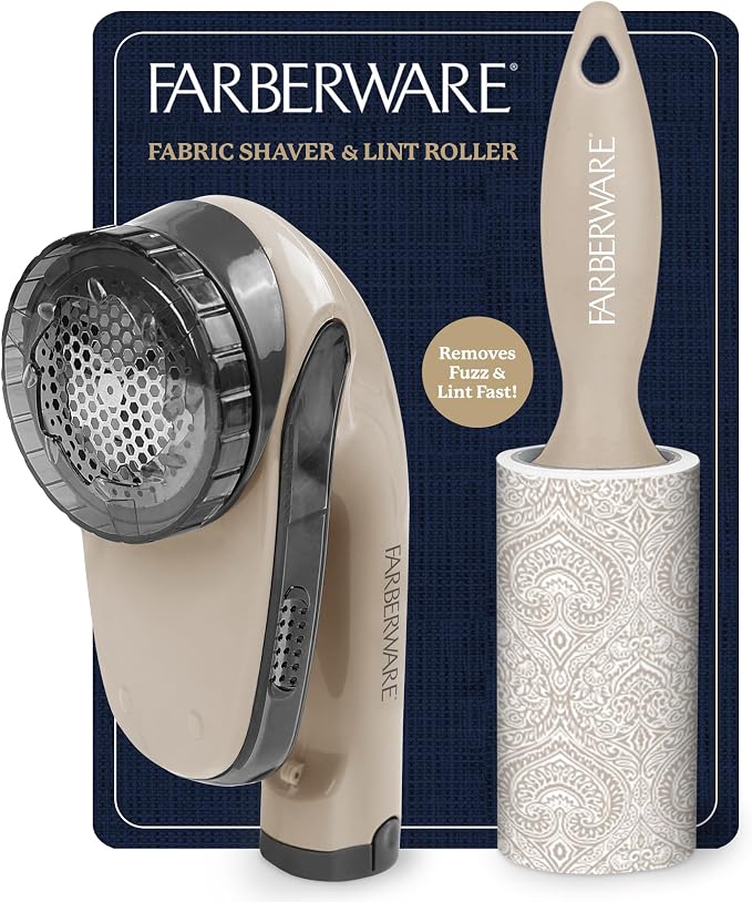 Farberware Fabric Shaver & Lint Roller Set, Portable | Sticky sheets lift pet by BestBrands