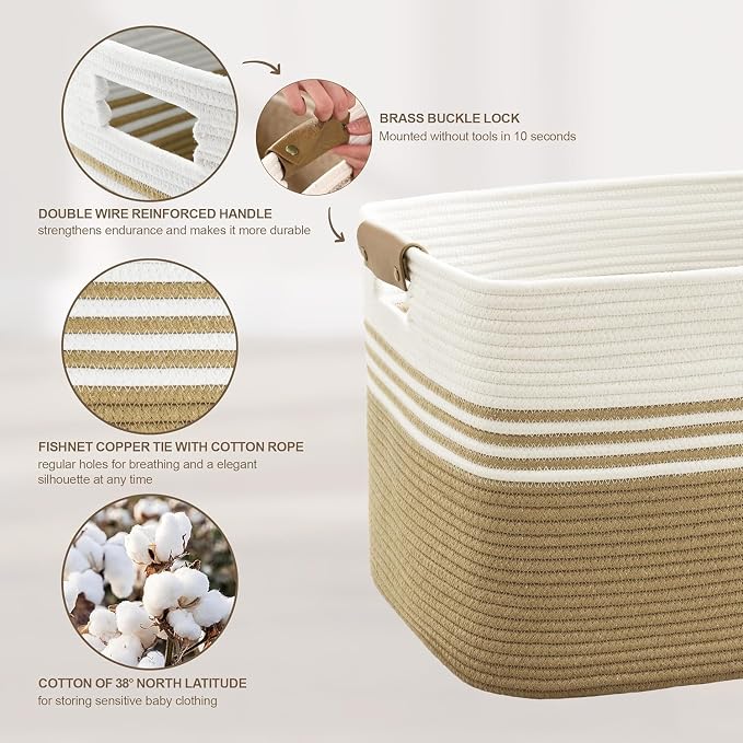 45L Small Woven Laundry Basket Hamper - Image 5