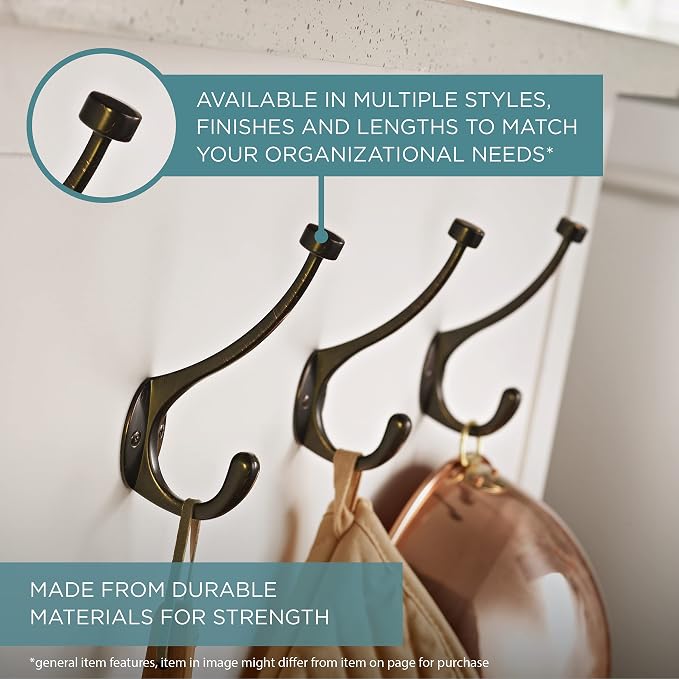 Franklin Brass Double Wall Hooks 2-Prong Coat/Hat Matte Nickel Hooks - Image 6