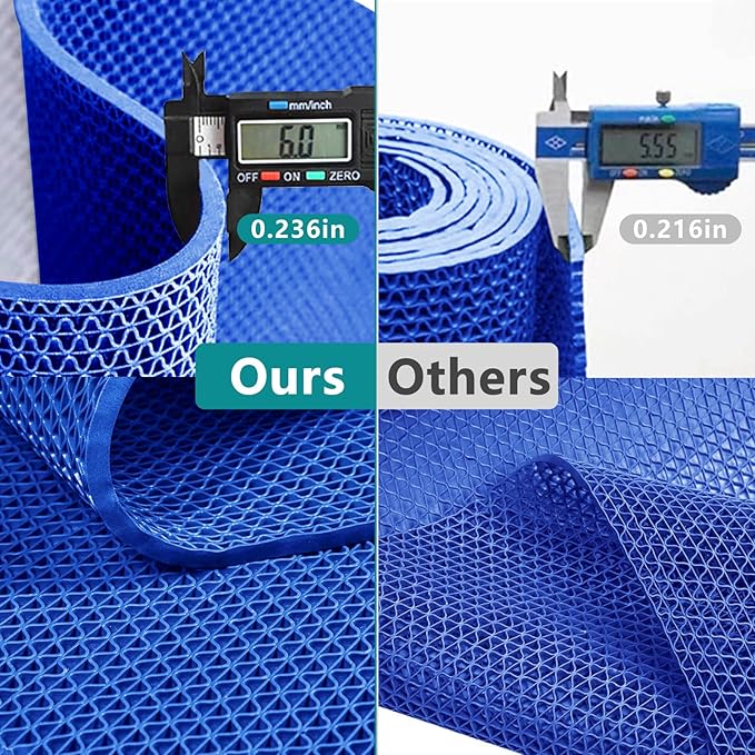 WochiTV Non Slip Drainage Mats PVC Pool Floor Mat 0.23'' Thick Outdoor Indoor Parking Space Mat for Bathroom Garage Basement Backyard Commercial Kitchen 3x16.6Ft Blue
