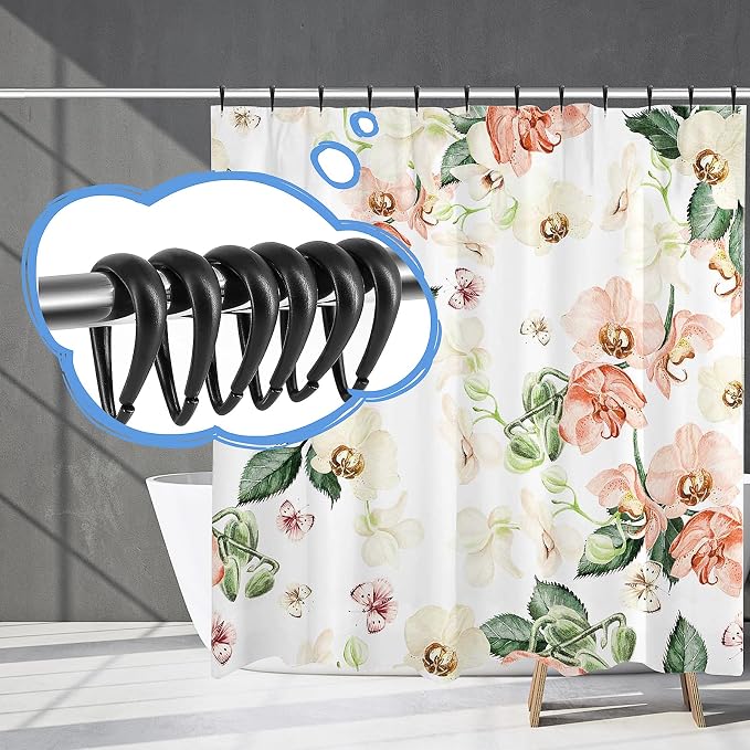 Top-spring Black Shower Curtain Hooks 12Pcs Drop Shaped Hooks - Image 6