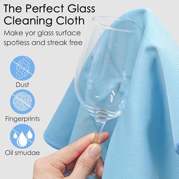 12 Pack Microfiber Glass Cleaning Cloth 16 Inch X 16 Inch Polishing Cloths - Image 3
