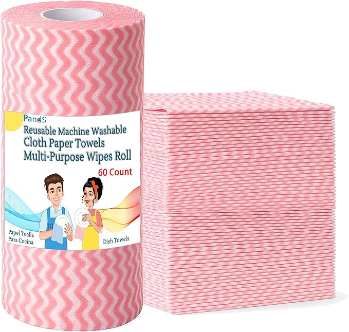 Reusable Paper Towels Washable, 60 Cts Disposable Cleaning Dish Cloths by PandS
