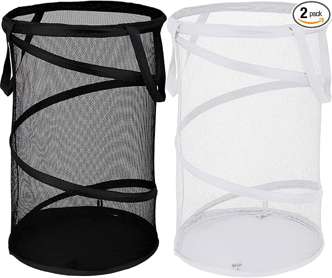 BATTOO 2 Pack Large Collapsible Laundry Basket Foldable Mesh Pop Up Hamper by BATTOO