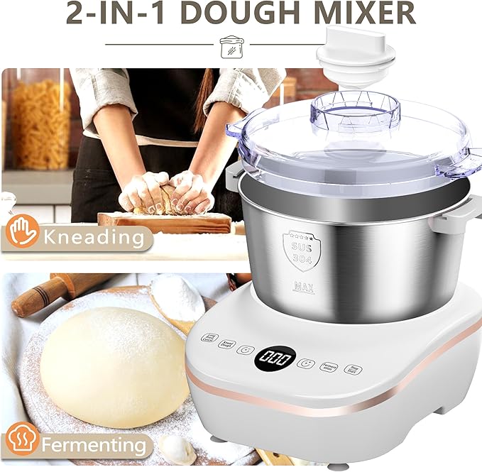 AIZIYO DoughChief, 5.3QT Dough Mixer, Dough Maker with Ferment Function, 304 Stainless Steel Bowl, Removeable lid, Touch Panel Control, Electric Dough Proofing Box for Pizza & Bread