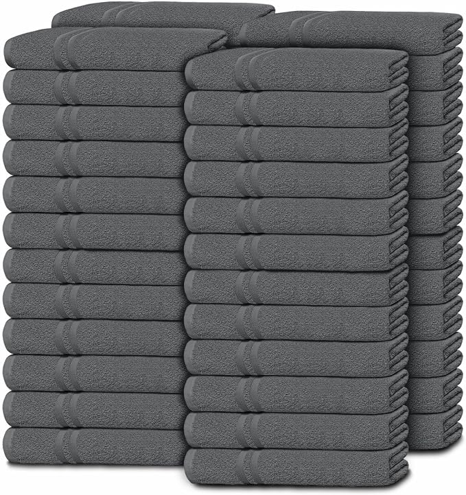 White Classic Wealuxe Dark Gray Washcloths 48 Pack by WhiteClassic