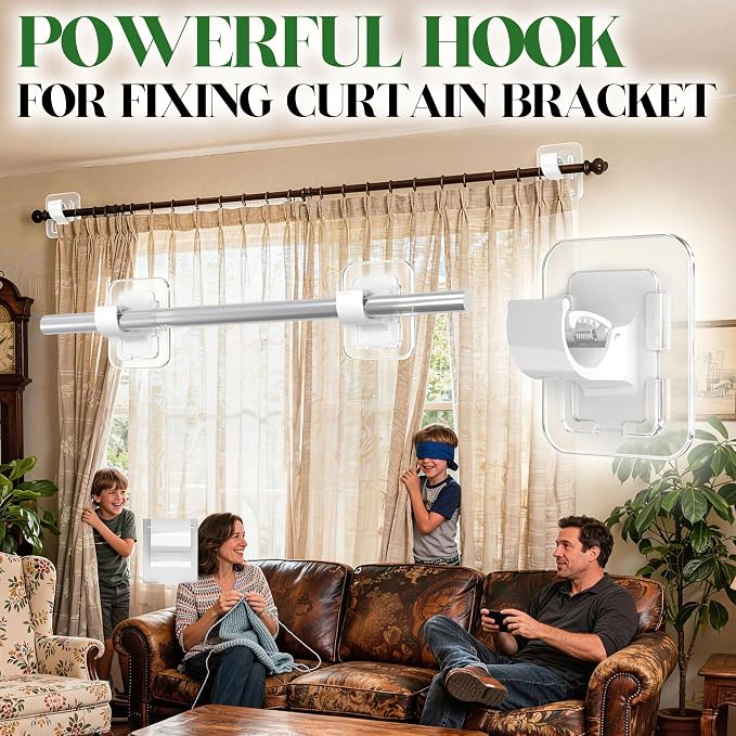 Detachable Adhesive Curtain Rod Holder-20LB, No Drill Curtain Rod Brackets | - Image 7
