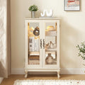 43" H Lighted Curio Cabinet Display Case, Glass Curio Cabinet with Adjustable Shelves & Tempered Glass Door, Wooden Cabinets with Mirrored Back Pane for Living Room (Antique White)