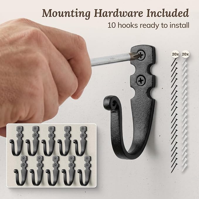 Cast Iron Wall Hooks Handmade Blacksmith - Image 7