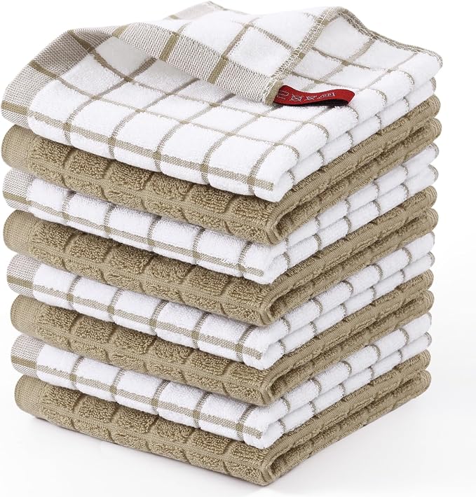 Homaxy Premium Cotton Kitchen Dish Cloths 12"x 12", 8 Pack by Homaxy