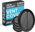 Repa Market 6 Inch (Opening) Black Round Air Vent Cover - Pack of 5 Plastic Fresh Air Intake Vent - AC Cover with Nylon Mesh Screen - Wall, Ceiling HVAC Return Air Register - Modern Soffit Vents