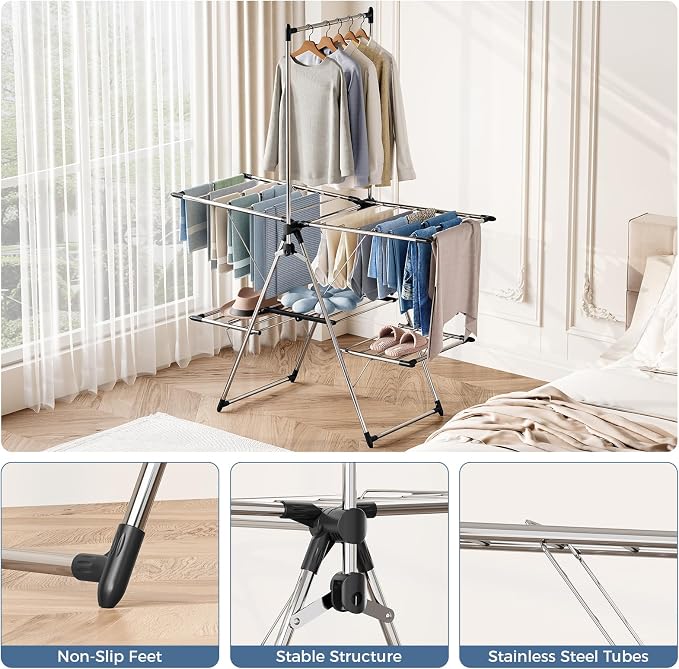 Large Capacity Clothes Drying Rack, Foldable Laundry Drying Rack | Heavy Duty - Image 6