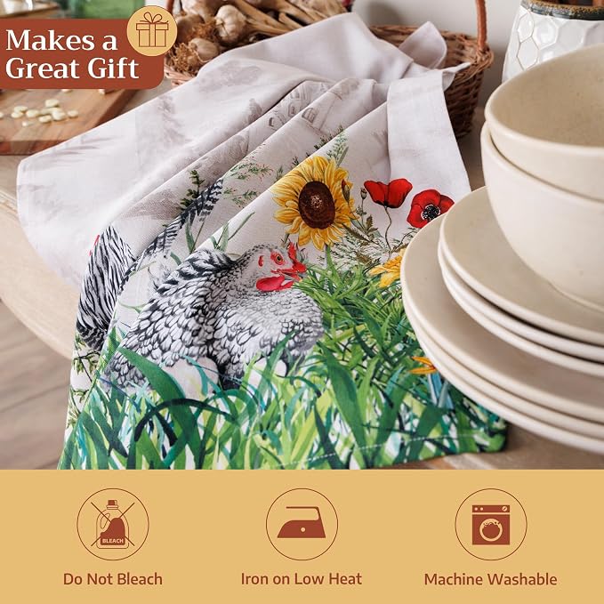 Maison d' Hermine Kitchen Towels Set of 3 Reusable 100% Cotton 27.50" x 20" - Image 5