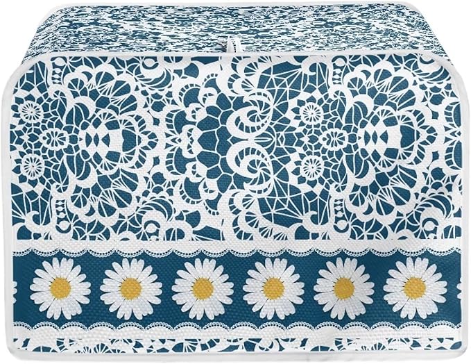 UNICEU Boho Daisy Flower Toaster Cover, Quilted Toaster Cover Fits for Most Standard 4 Slice Toasters Kitchen Small Appliance Cover, Medium for 4 Slices