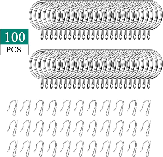 Qunclay 100 Set 1.65 Inch Metal Curtain Rings - Image 3