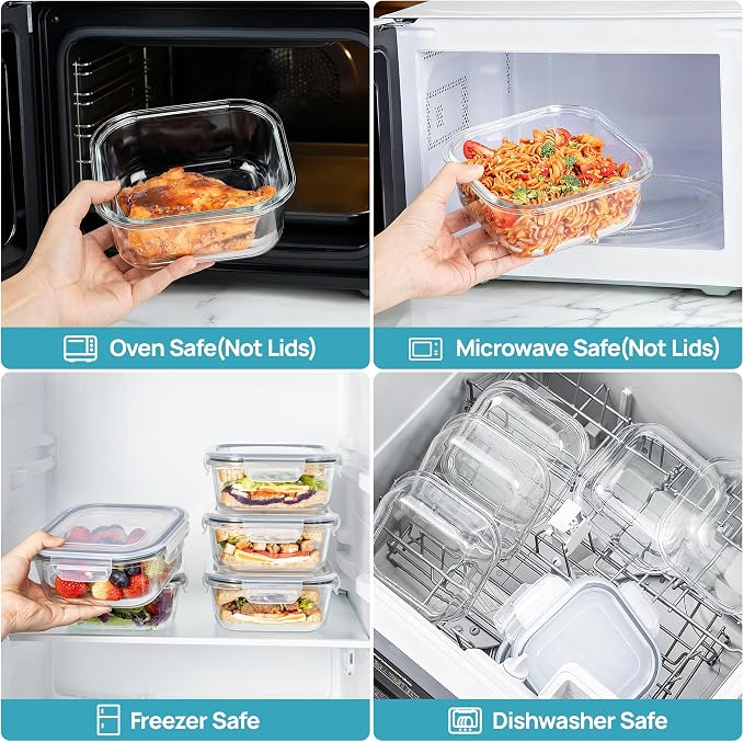 Vtopmart 5Pack 27oz Glass Food Storage Containers - Image 7