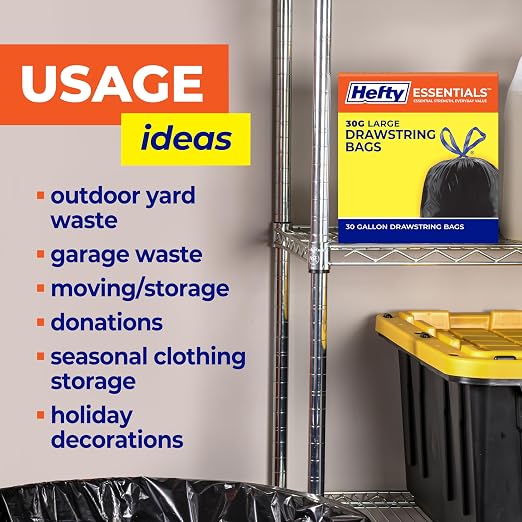 Hefty Essentials Extra Large 39 Gallon Trash Bags, 40ct | 39G Extra Large Black - Image 4